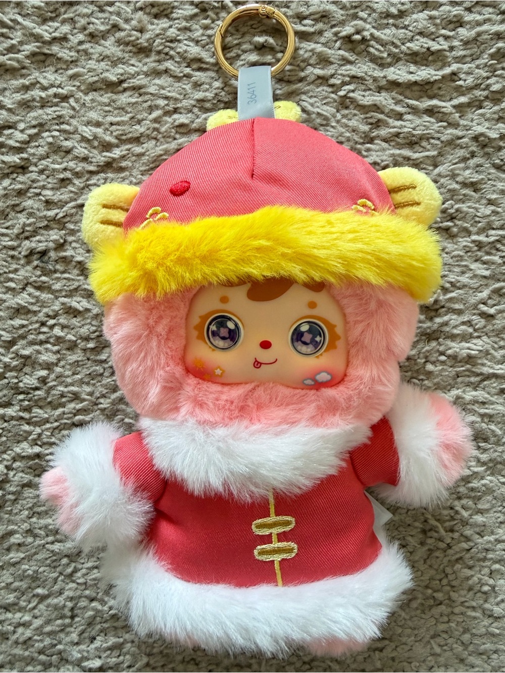Samuel Horse Year Big Luck Plush Keychain Three Little Hairs New Year Pink Doll